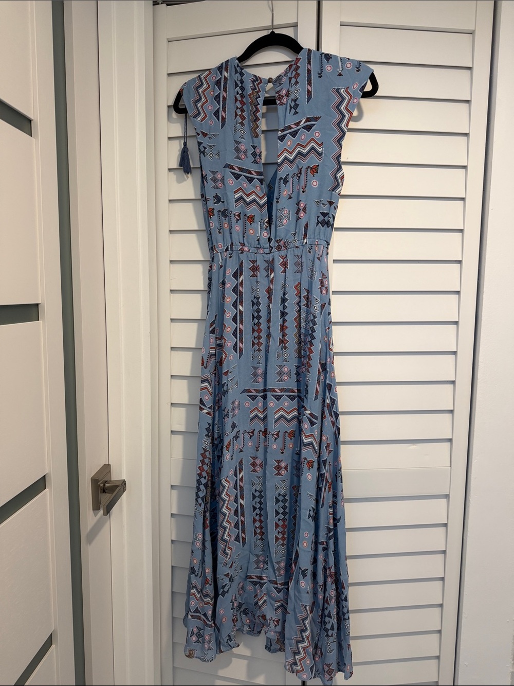 Tigerlily Light Blue Geometric Print Maxi Dress